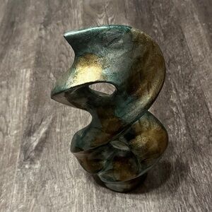 Abstract Green and Gold Sculpture